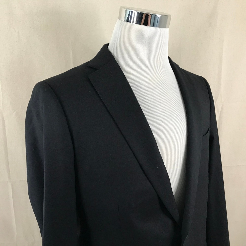 Indochino 38R Bespoke Sport Coat Wool Cashmere Black Two Button Lined Vented
